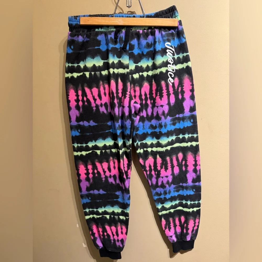 Justice Girls Everyday Faves Fleece Joggers tie-dye Size 12/14 GUC